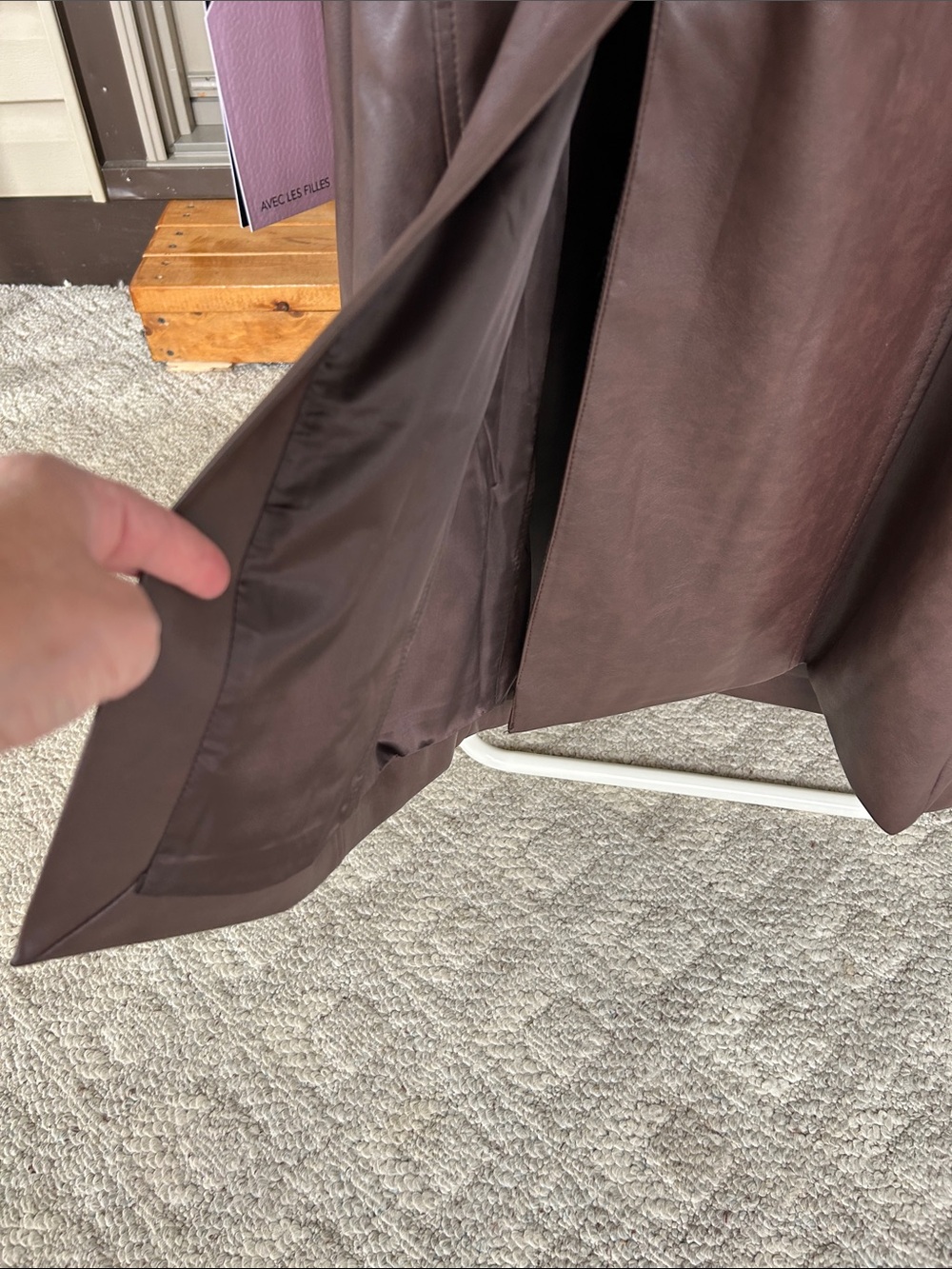 Avec Les Filles Chocolate Brown FAUX Leather Trench Coat NWT - Picture 9 of 11